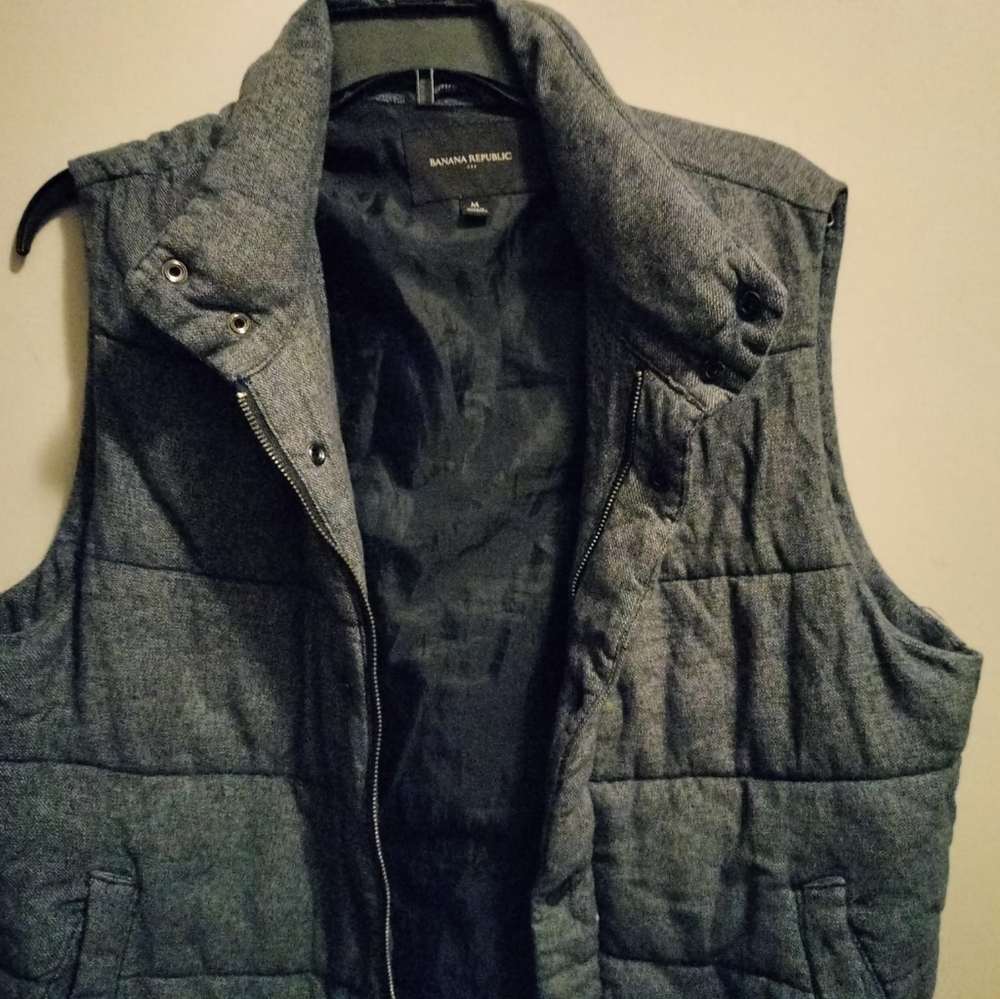Stylish Banana Republic Blue Gray Winter Vest Men Original